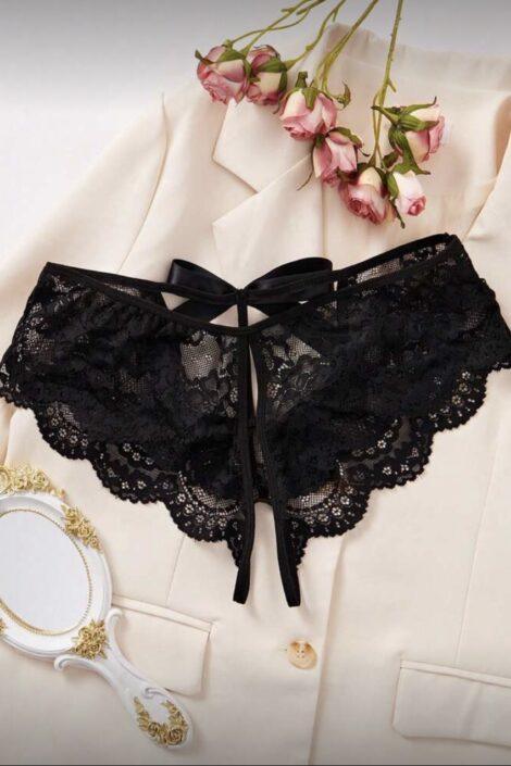 Tanga encaje con abertura entrepierna